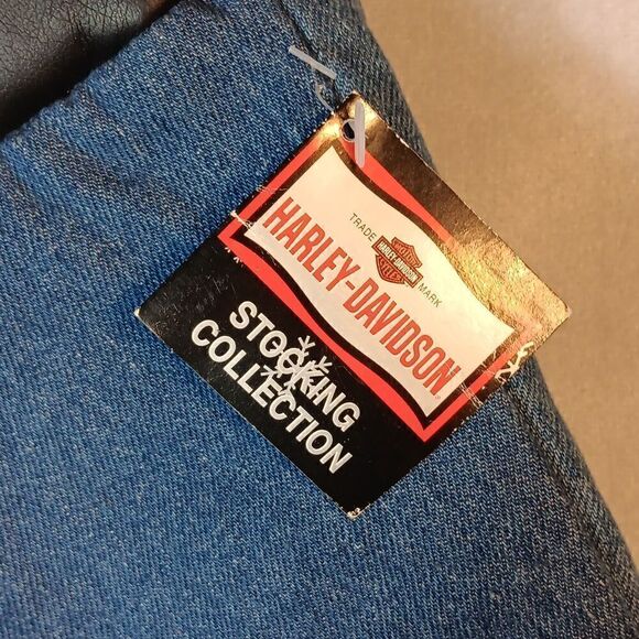 Harley-Davidson Denim & Faux Leather Studded Christmas Stocking - Picture 4 of 6